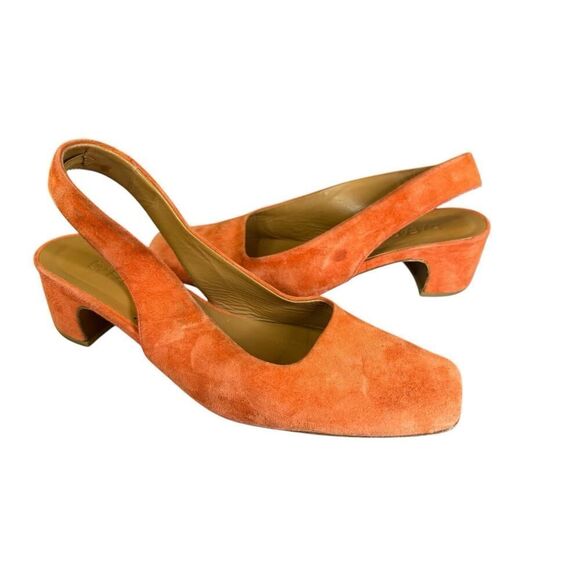 By Far Danielle Orange Suede Slingback Pumps Size 36 (US 6) Made in Italy - Picture 5 of 11